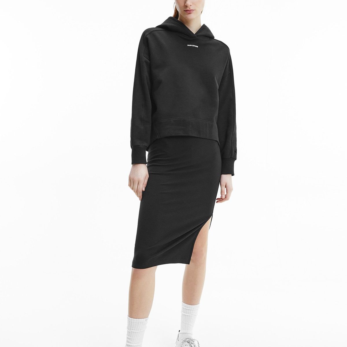 CALVIN KLEIN - Hoodie Oversized Micro Branding Negro Calvin Klein