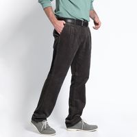 Pantalón Cotelé Con Pinzas Gris