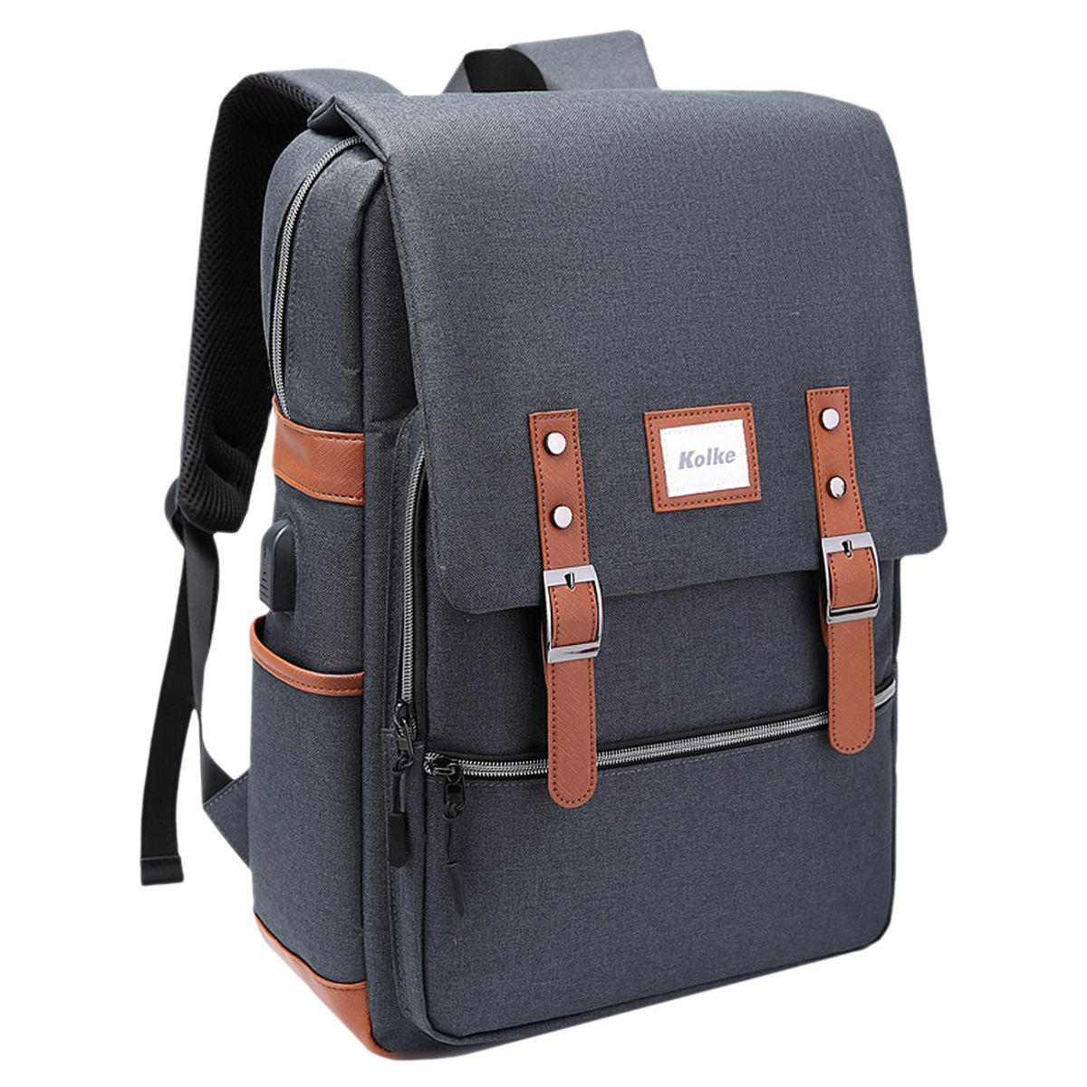 KOLKE - Mochila para Notebook 15.6 Puerto de carga USB Doble Cierre