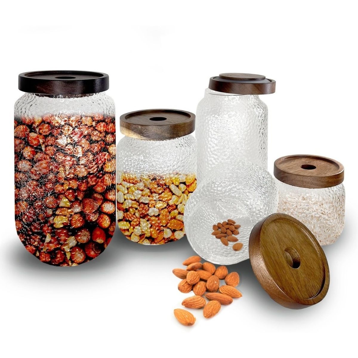 GENERICO - 5 Frascos Contenedores Vidrio Almacenamiento Hermético Potes