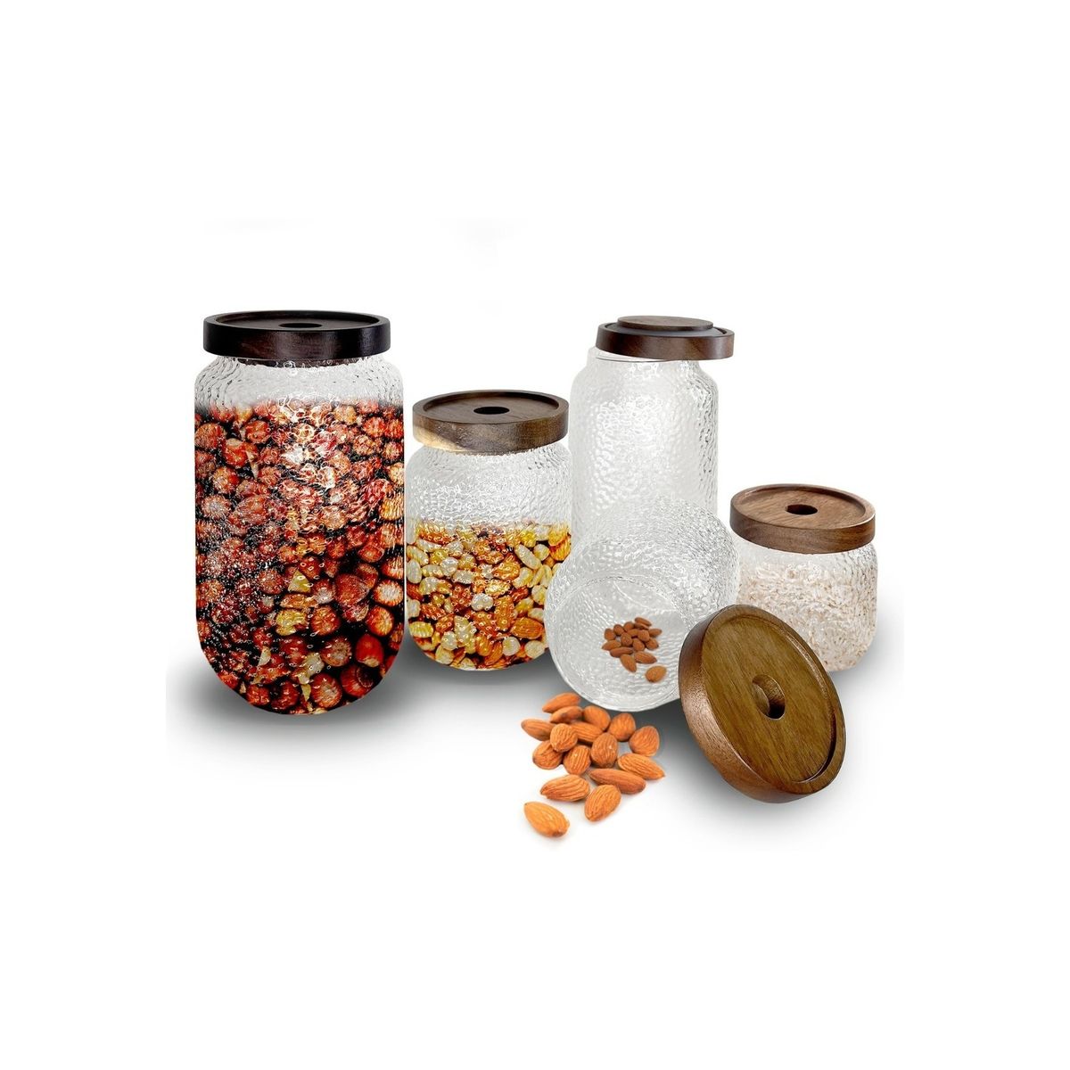 GENERICO - 5 Frascos Contenedores Vidrio Almacenamiento Hermético Potes