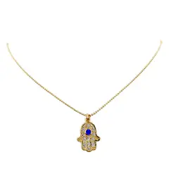 ANDREA COGGIOLA JOYAS - Collar Mano de Fátima Circón Enchapado Oro 18K