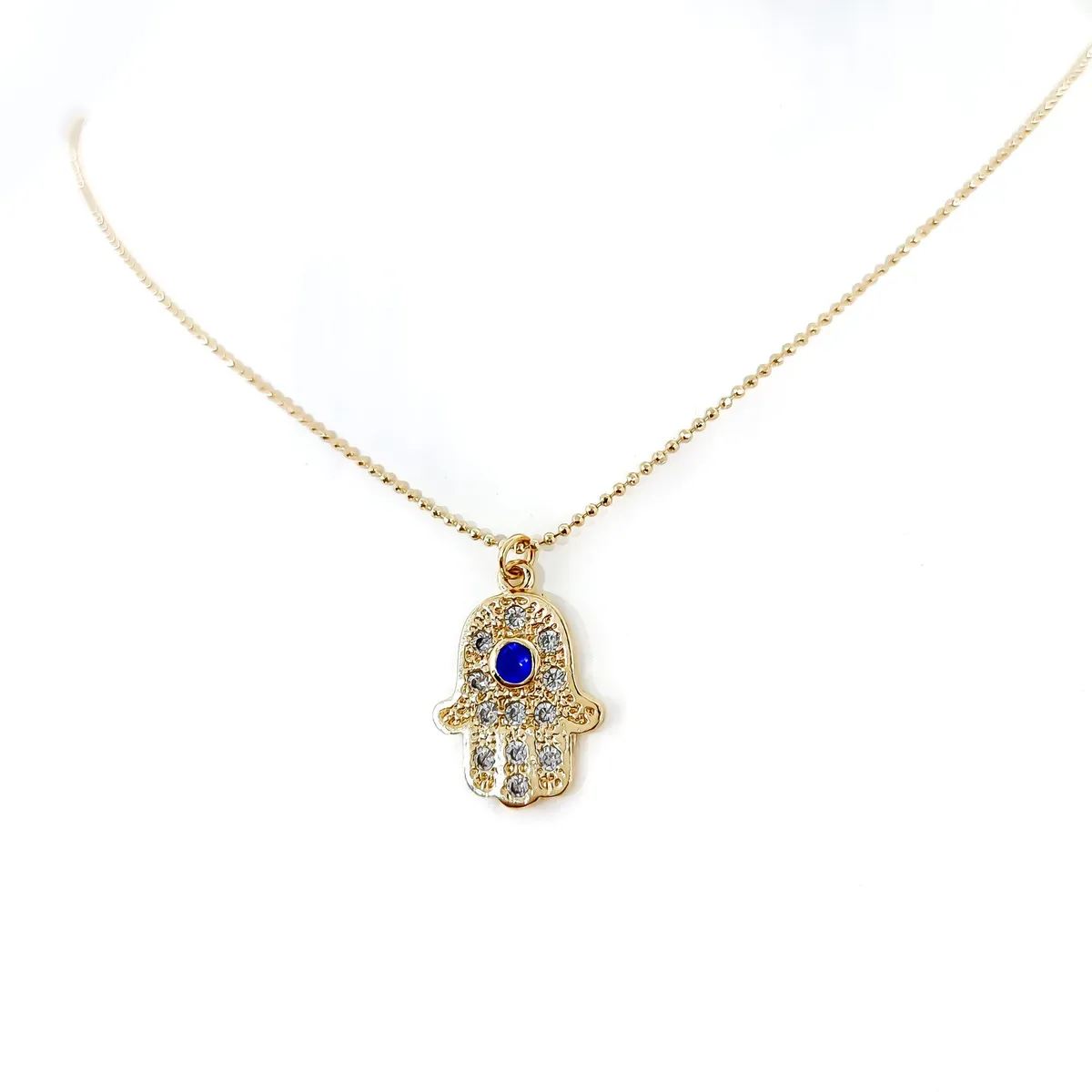 COGGIOLA - Collar Mano de Fátima Circón Enchapado Oro 18K