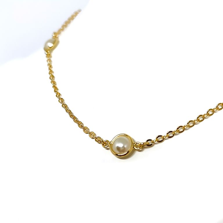 Collar 4 Perla Enchapado Oro 18K Dorado TALLA UNICA