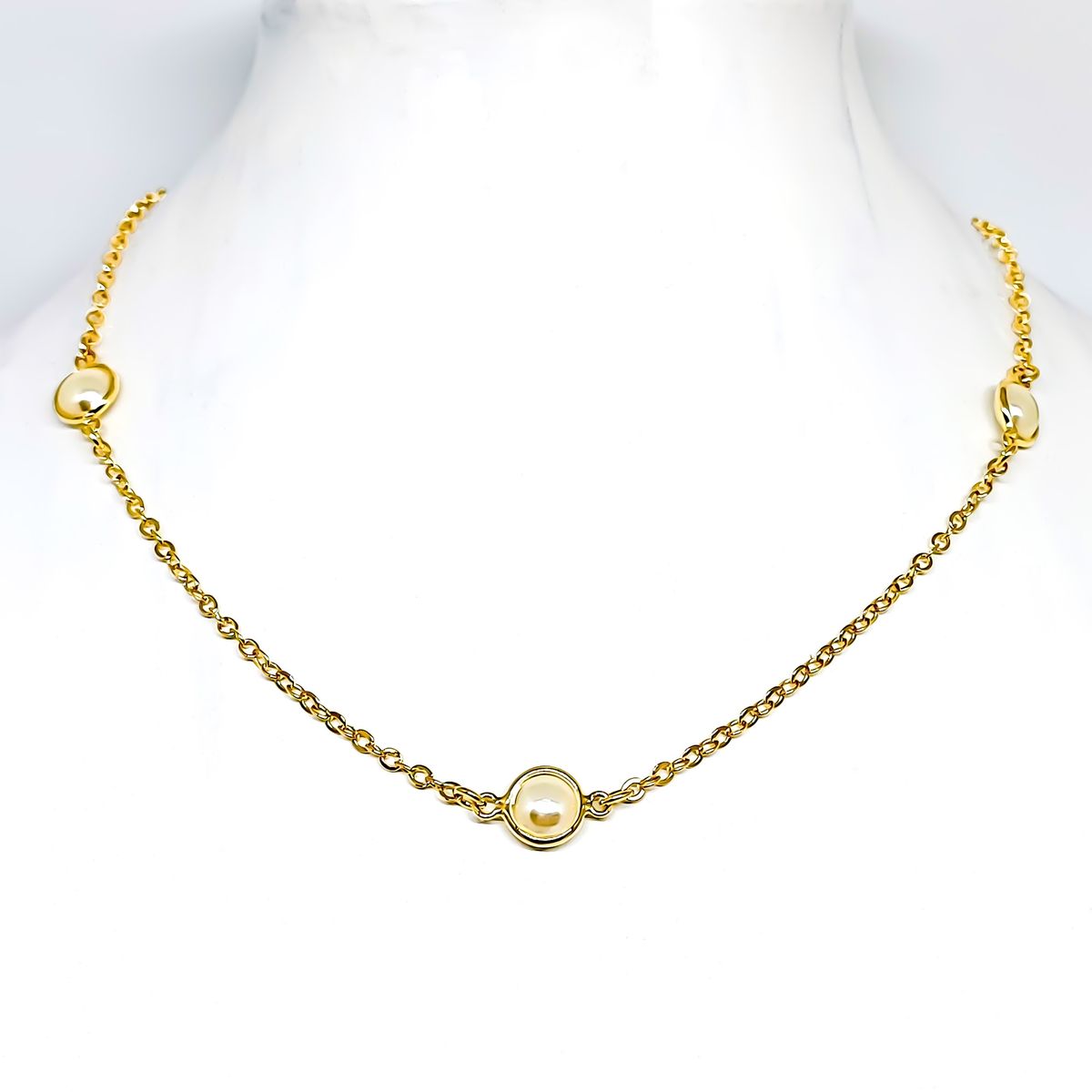 COGGIOLA - Collar 4 Perla Enchapado Oro 18K