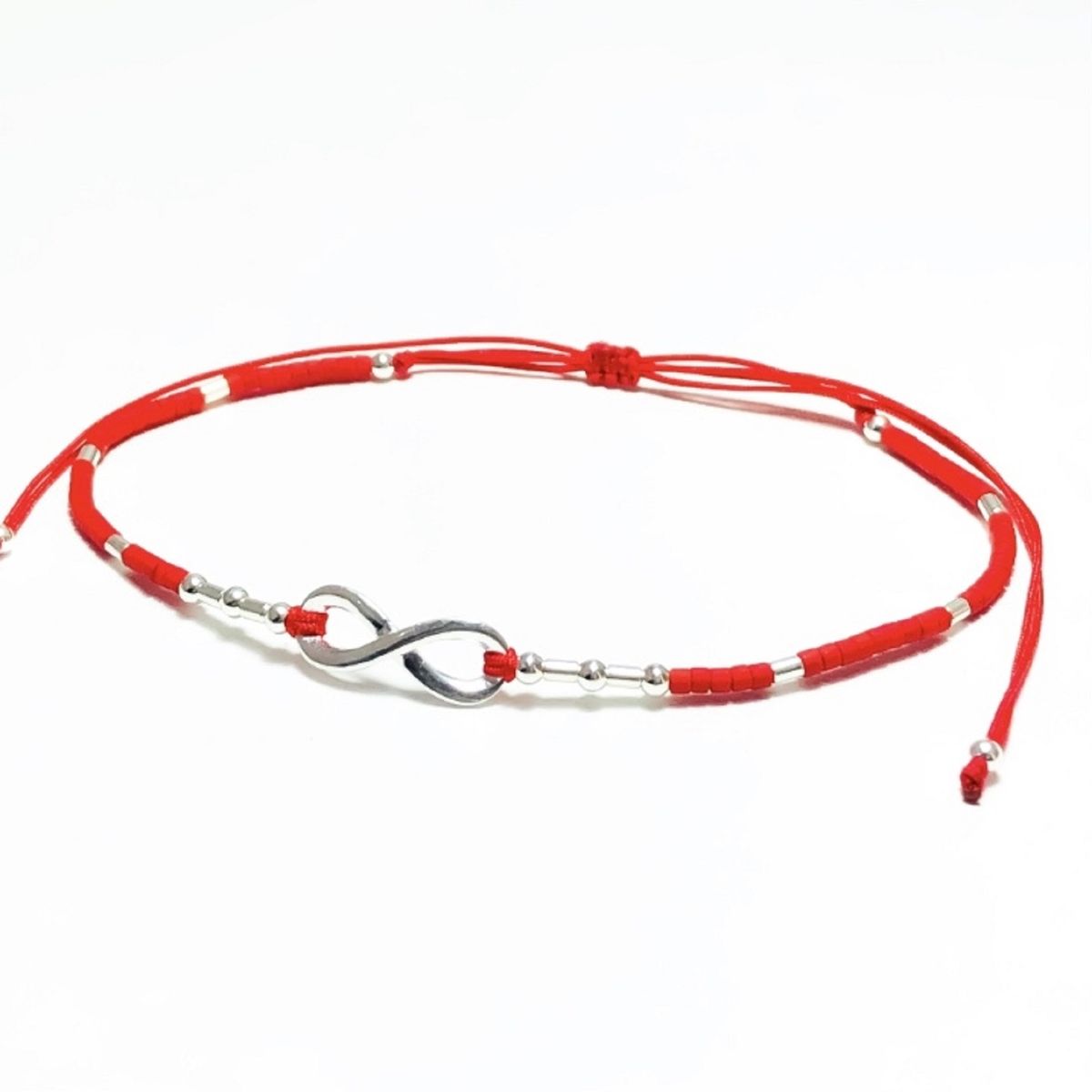 GENERICO - Pulsera Roja Infinito Plata