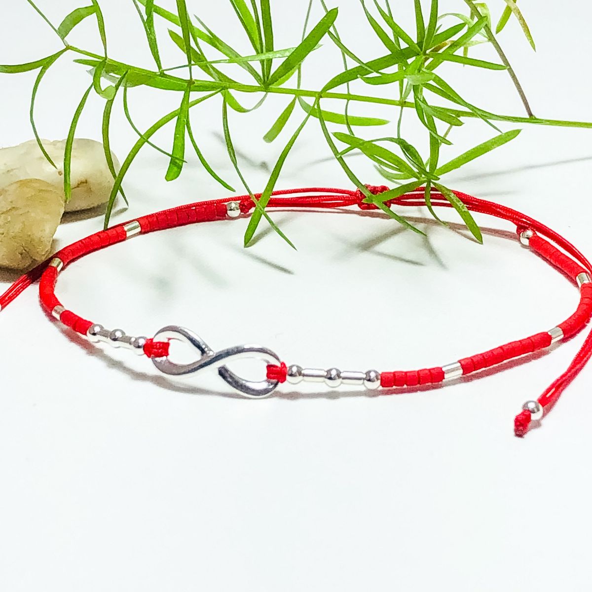 GENERICO - Pulsera Roja Infinito Plata