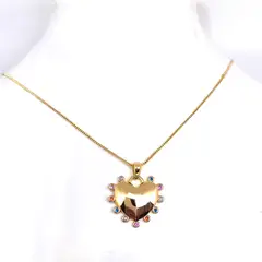 ANDREA COGGIOLA JOYAS - Collar Corazón Circones Colores Enchapado Oro 18K