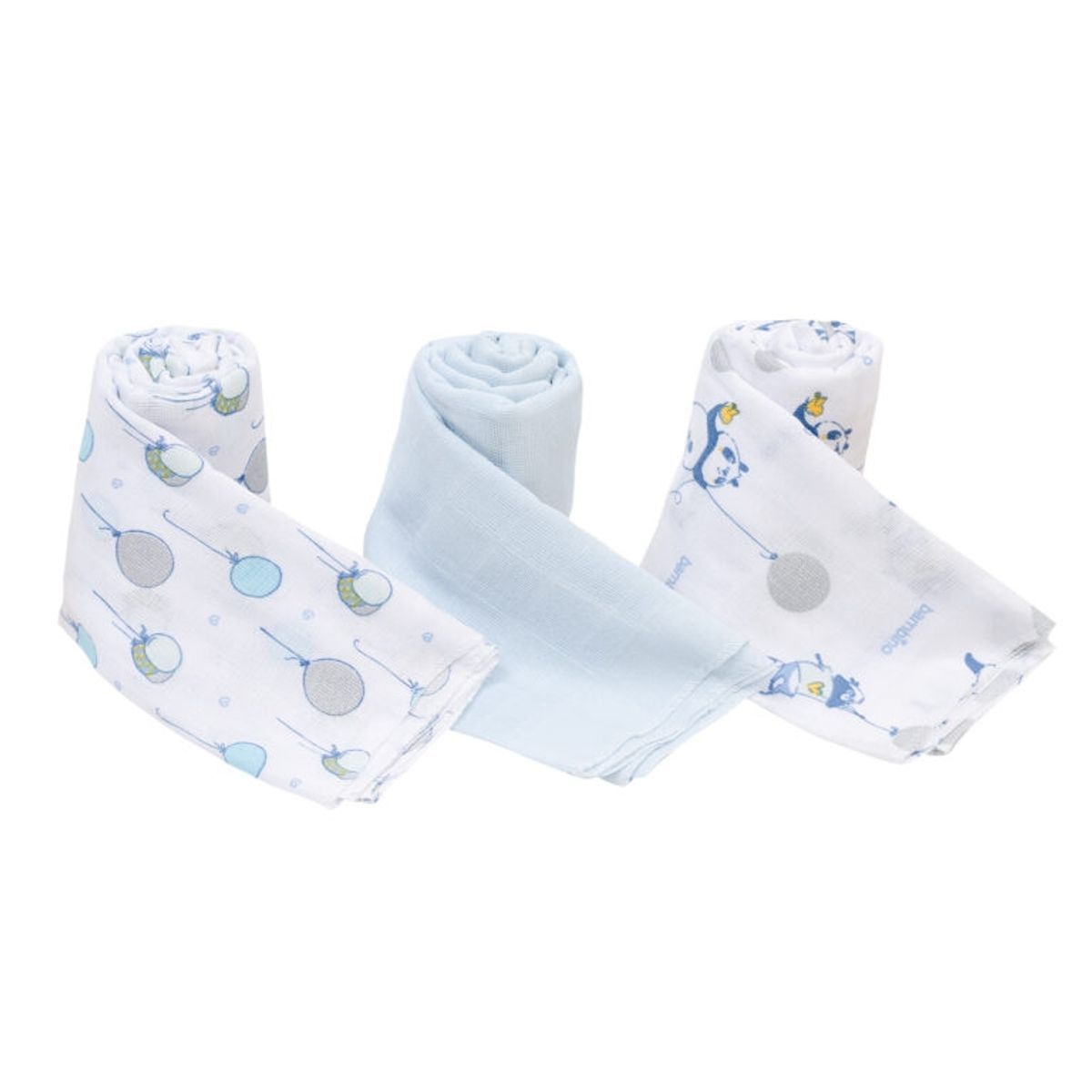 BAMBINO - Set 3 Pañales tutos para bebé azules oso panda