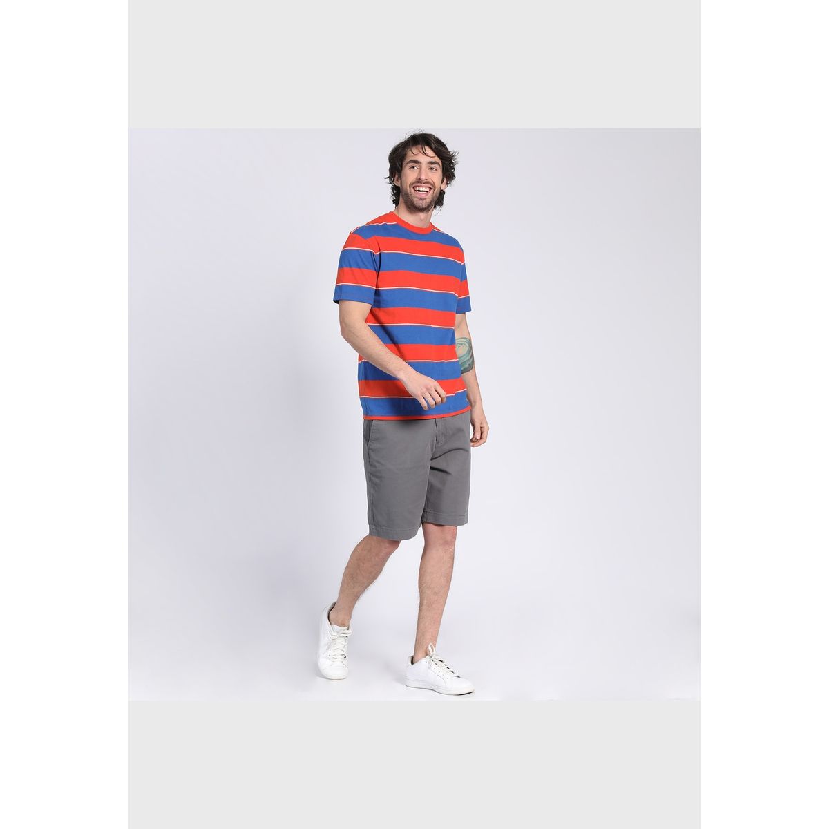 KOTTING - Polera Manga Corta Jersey Listada Cuello Redondo Coral KOTTING