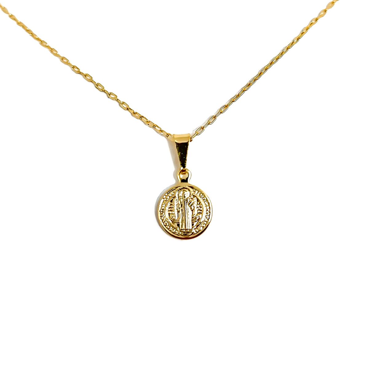 COGGIOLA - Collar Medalla San Benito Enchapado Oro 18K