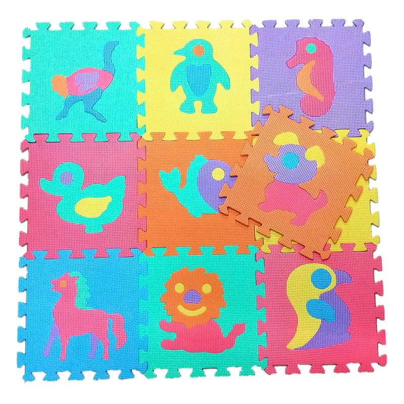 GENERICO - Alfombra Goma Eva Set 10 Cuadros Animales 30x30 Bebes Niños