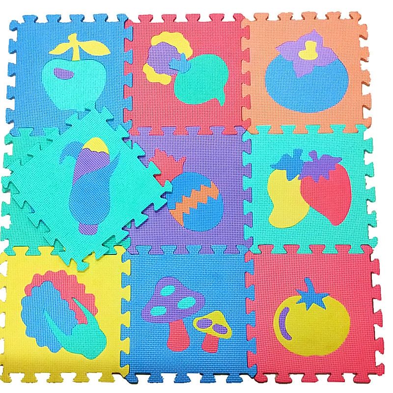 GENERICO - Alfombra Goma Eva Set 10 Cuadros Frutas 30x30 Bebes Niños
