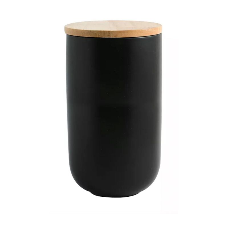SIMPLIT - Contenedor de Cerámica Hermético Tapa Madera L Negro Simplit - Negro