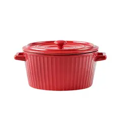 SIMPLIT - Fuente de Cerámica para Horno Cacerola Olla Roja