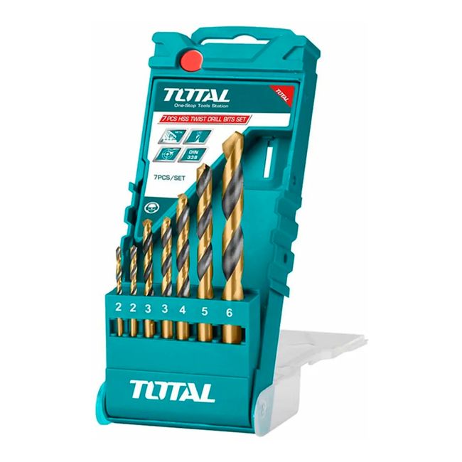 TOTAL TOOLS - Kit Set Juego Brocas Para Metal 7 Piezas