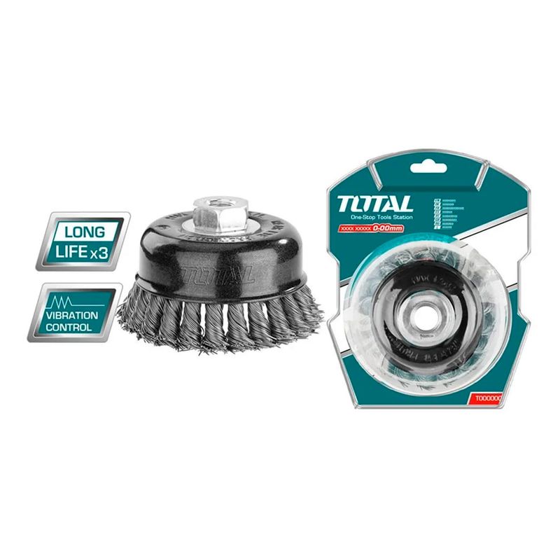 TOTAL TOOLS - Escobilla Copa Trenzada Torcida 75mm Esmeril Total Tac32035