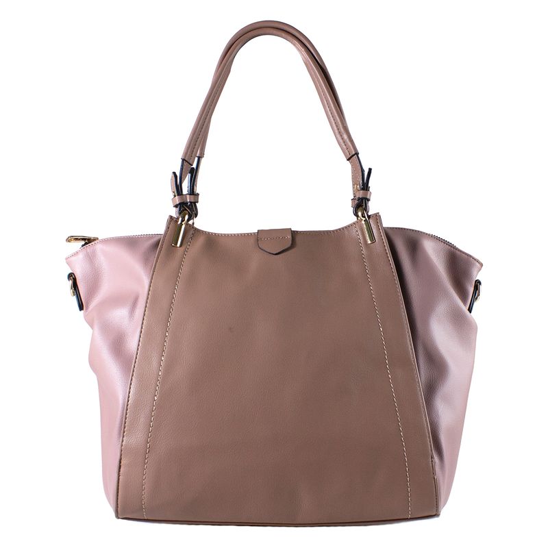 MAILEA - Cartera ecocuero trapecio bimaterial para mujer taupe