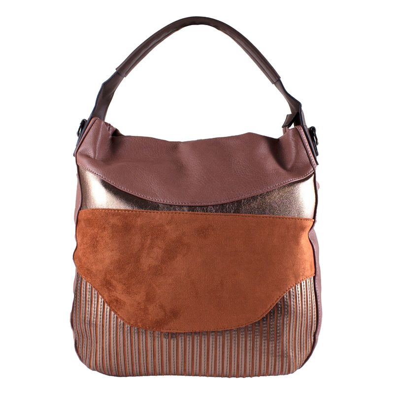 MAILEA - Cartera ecocuero bote 3 material para mujer rosado