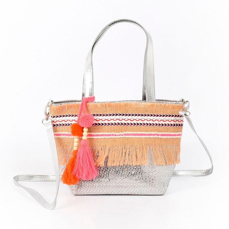 MAILEA - Cartera ecocuero chica arpillera para mujer plata
