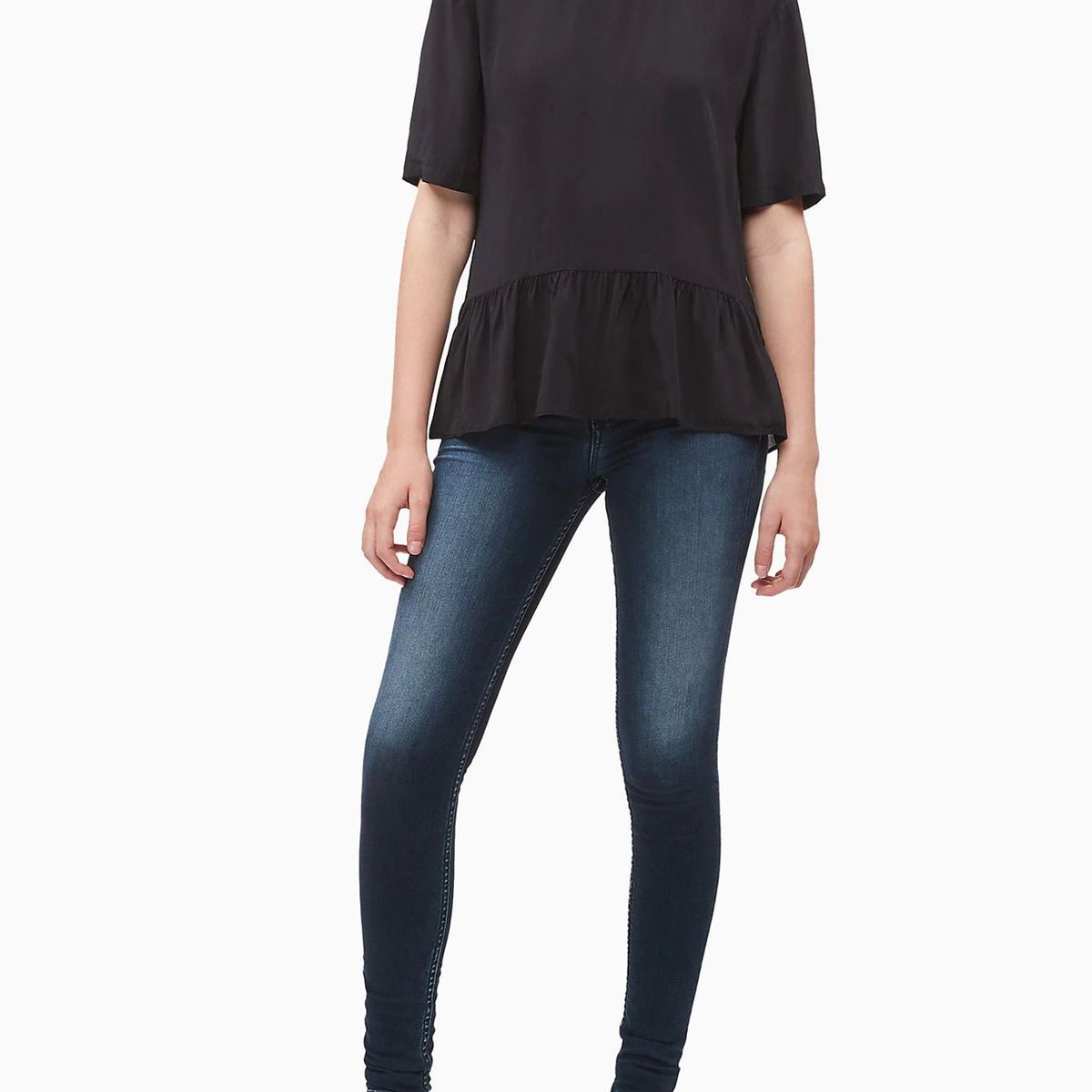 CALVIN KLEIN - Blusa Péplum Negro Calvin Klein