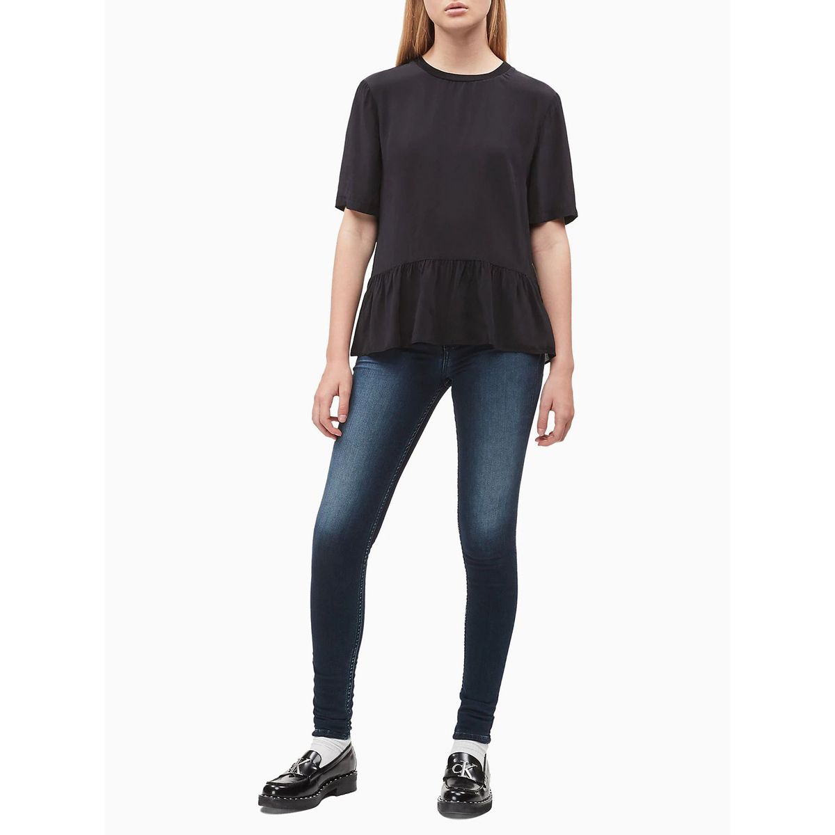 CALVIN KLEIN - Blusa Péplum Negro Calvin Klein