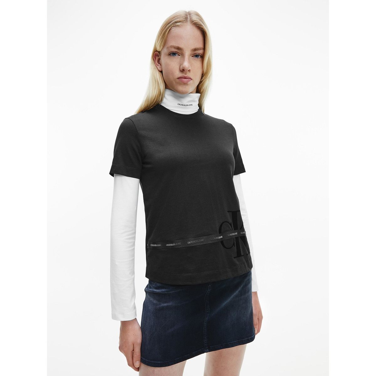 CALVIN KLEIN - Polera Monogram Tape Negro Calvin Klein