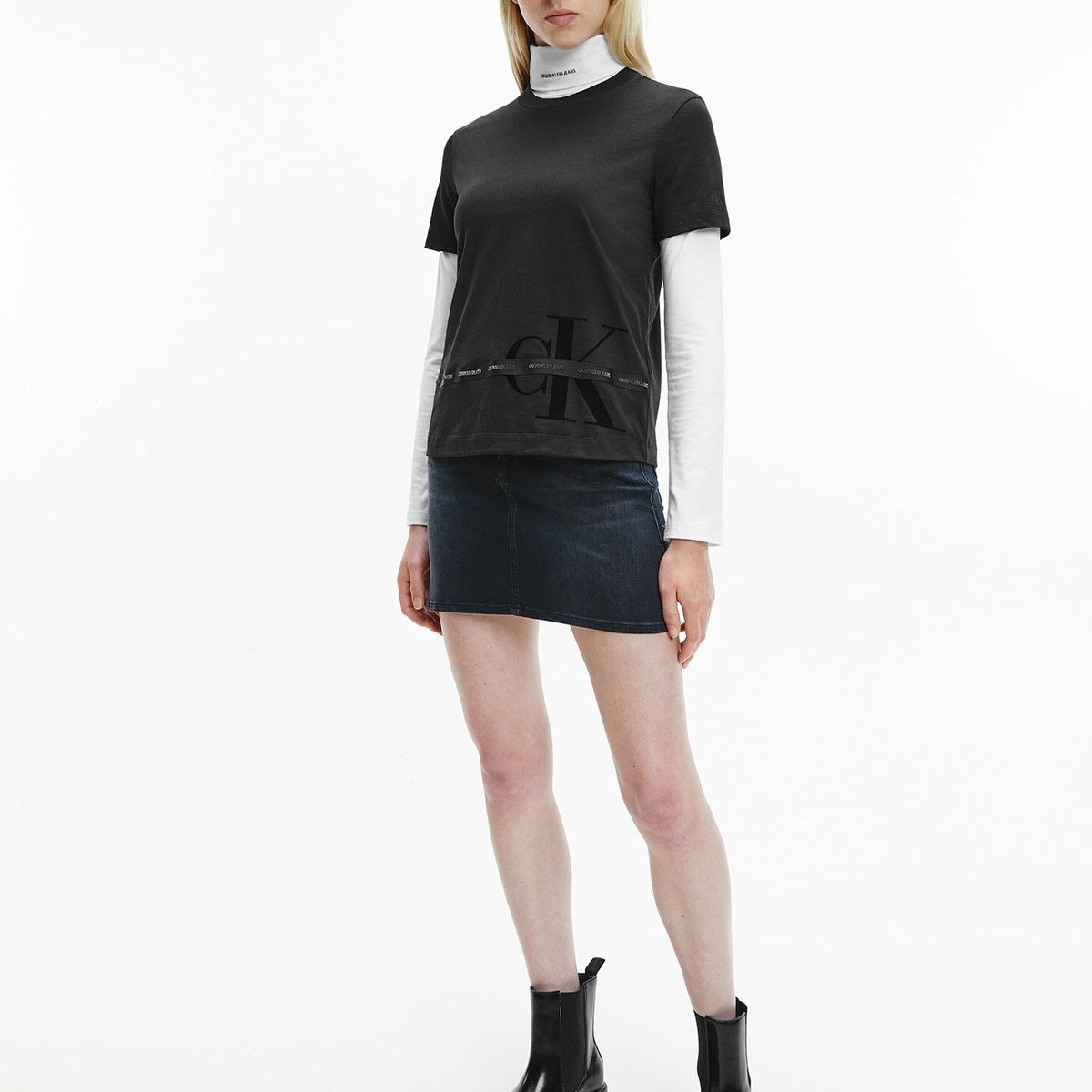 CALVIN KLEIN - Polera Monogram Tape Negro Calvin Klein