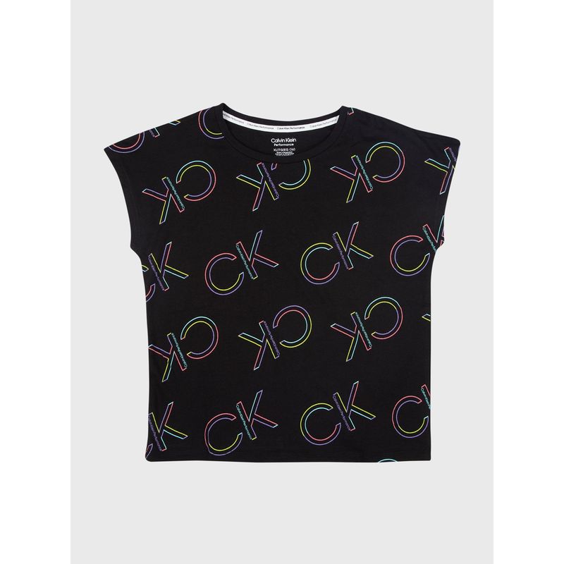 CALVIN KLEIN - Polera Niña Rainbow Negro Calvin Klein