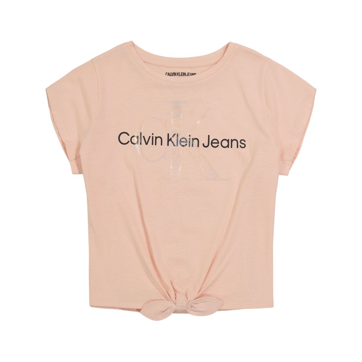 CALVIN KLEIN - Polera Niña Shiny Overlay Damasco Calvin Klein