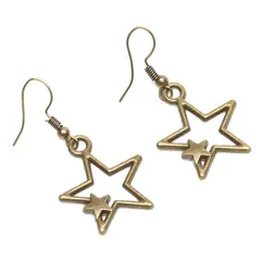 DDETALLES - Aros Mujer Dorados Estrellas Colgantes Par