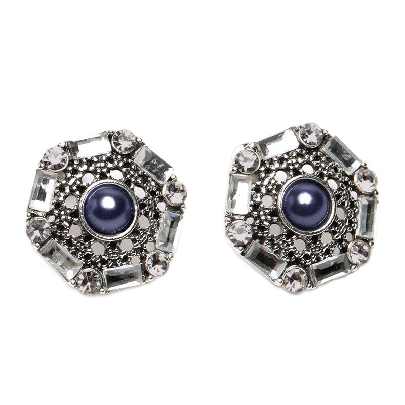 DDETALLES - Aros de Mujer Pendientes Geométricos Color Plata Perla Gris