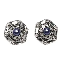 DDETALLES - Aros de Mujer Pendientes Geométricos Color Plata Perla Gris