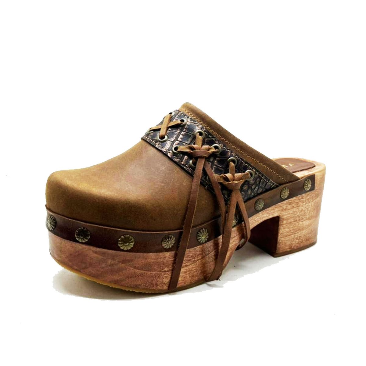AMANO - Zueco Janis cuero camel Amano Shoes