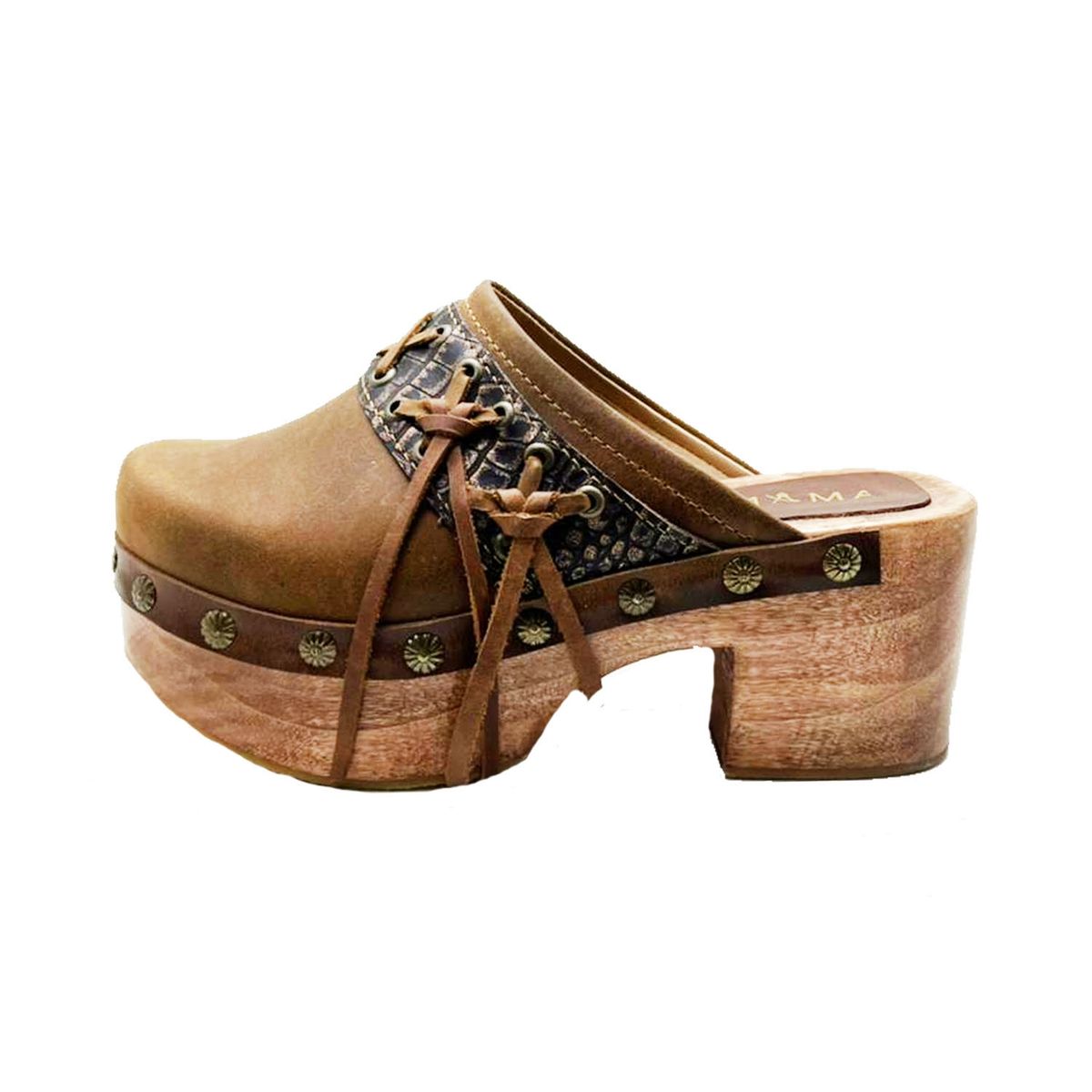 AMANO - Zueco Janis cuero camel Amano Shoes