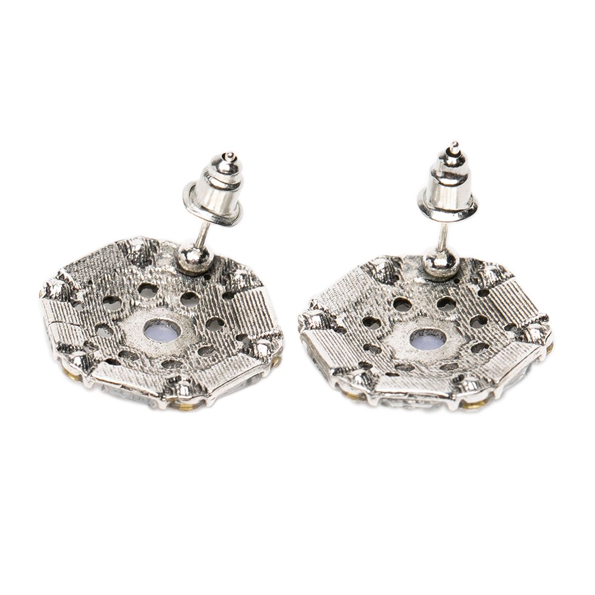 DDETALLES - Aros Mujer Color Plata Pendientes Geométricos Perla Verde