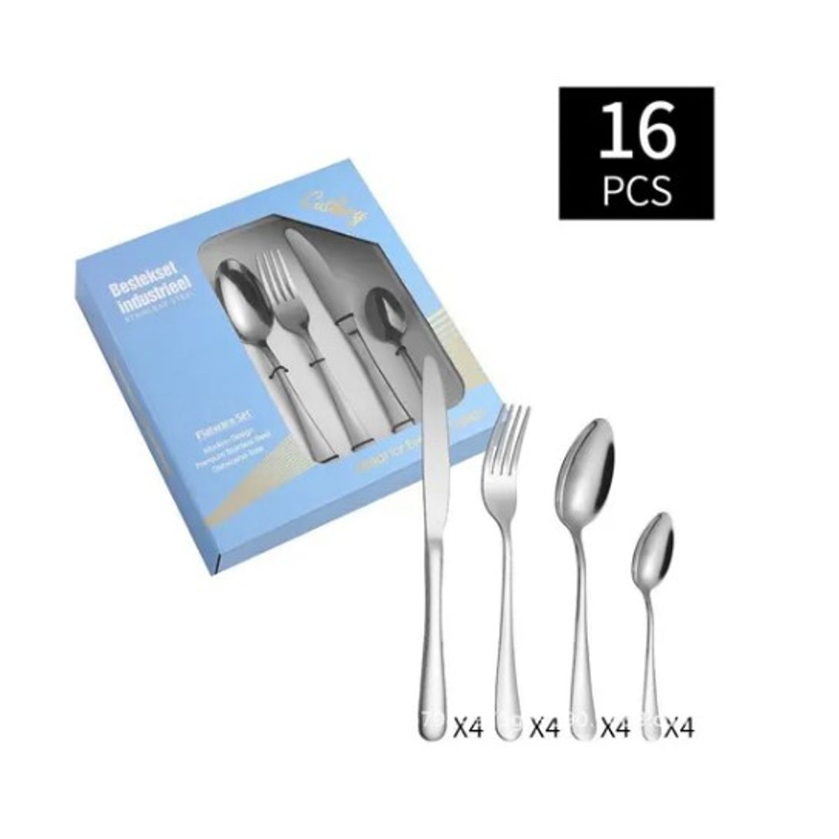 OFERTABKN - Juego De Cubiertos 16 Piezas Acero Inoxidable