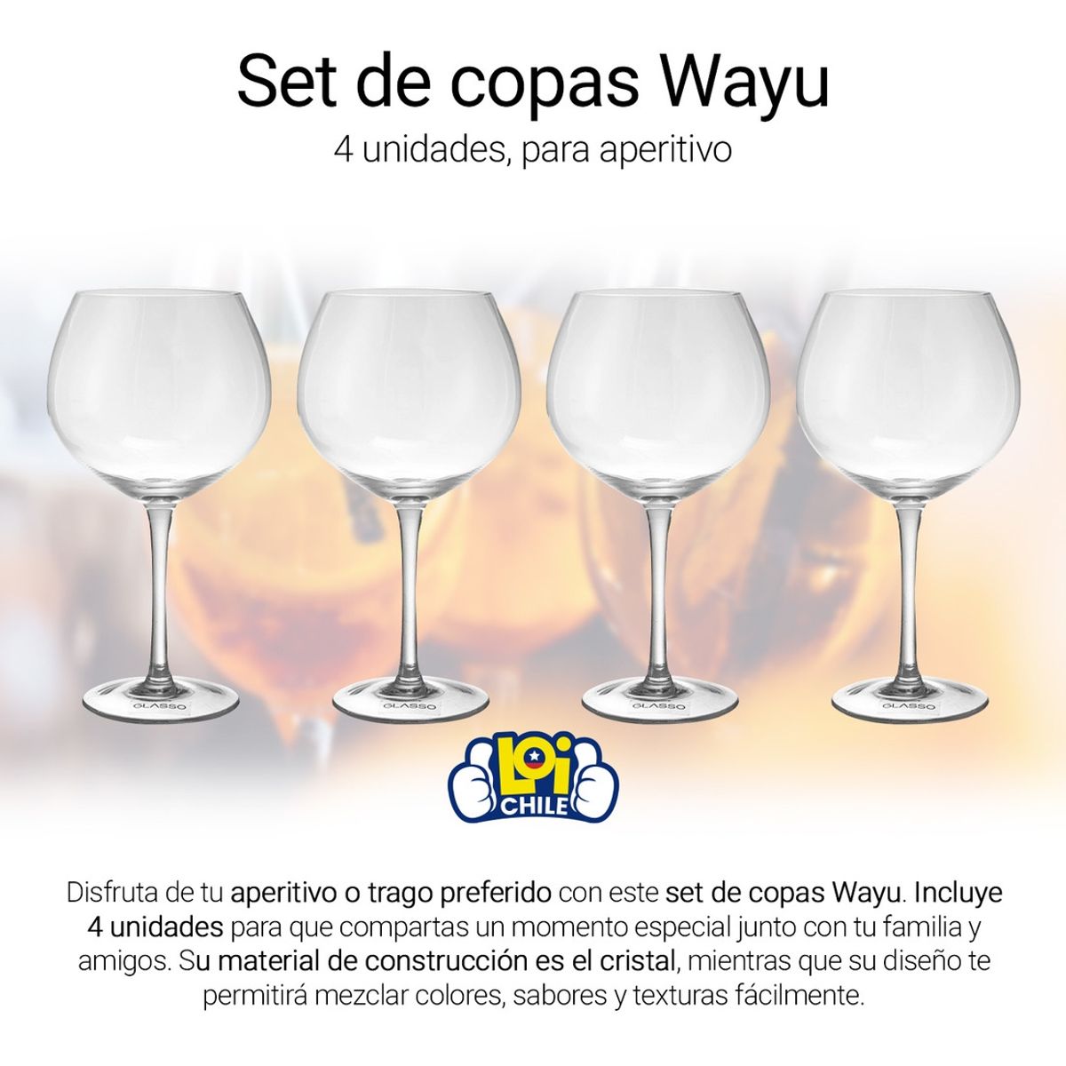 GLASSO - Set de 4 Copas para Aperitivo Glasso GLASSO