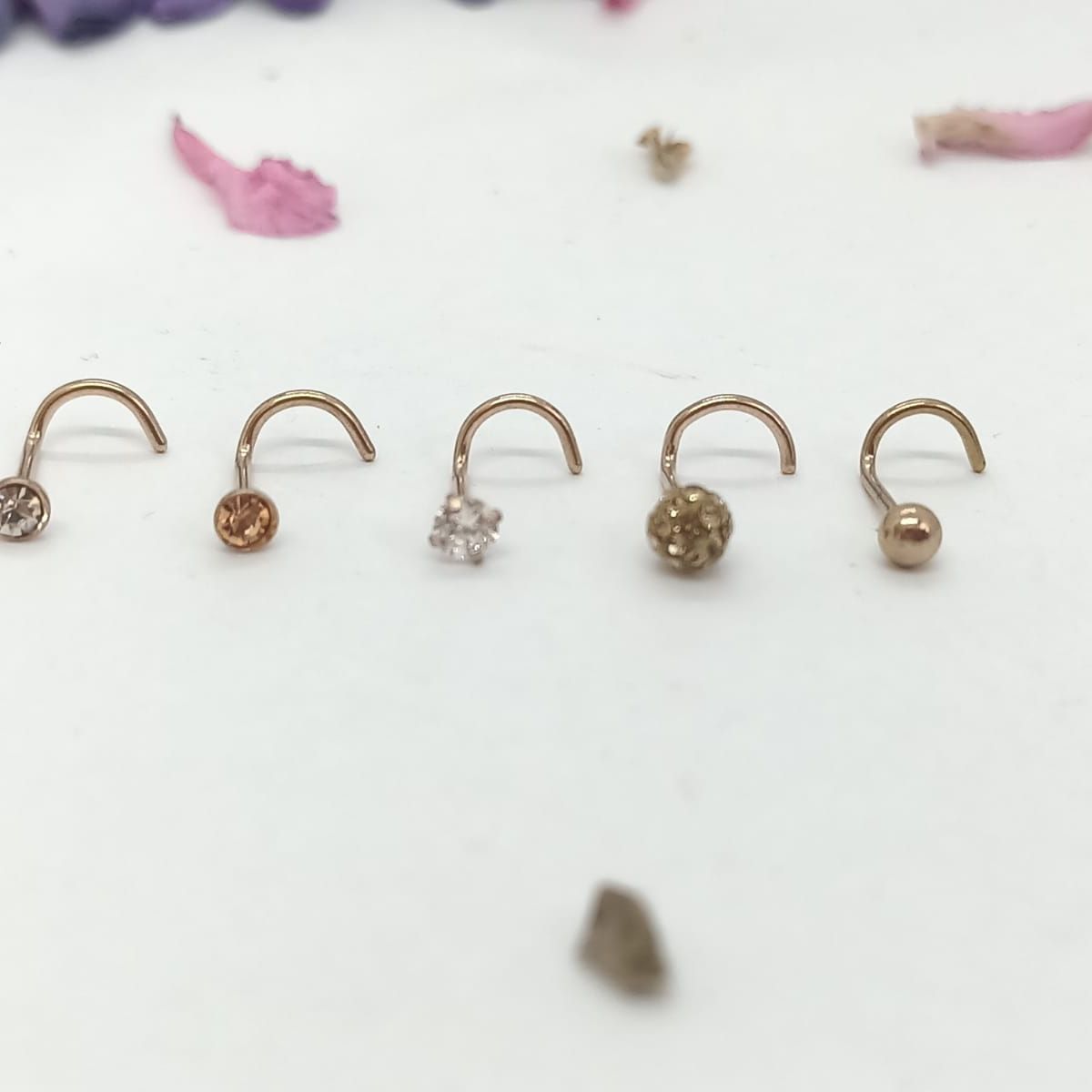 ELBAULDEJUMA - Conjunto set 5 piercing tipo S hipoalergenicos goldrose punk nostril