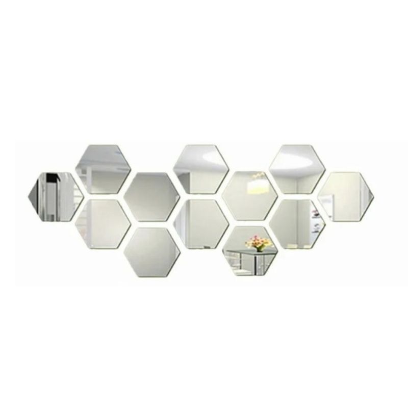 GENERICO - Set Espejo Pared De Acrílico Hexágonos 12 Piezas De 20 Cm