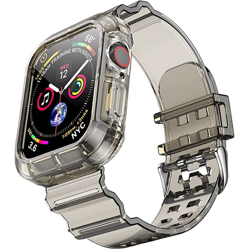 GENERICO - Carcasa con Correa Negro Traslucido Apple Watch de 42 / 44 / 45 mm