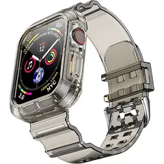 GENERICO - Carcasa con Correa Negro Traslucido Apple Watch de 42 / 44 / 45 mm