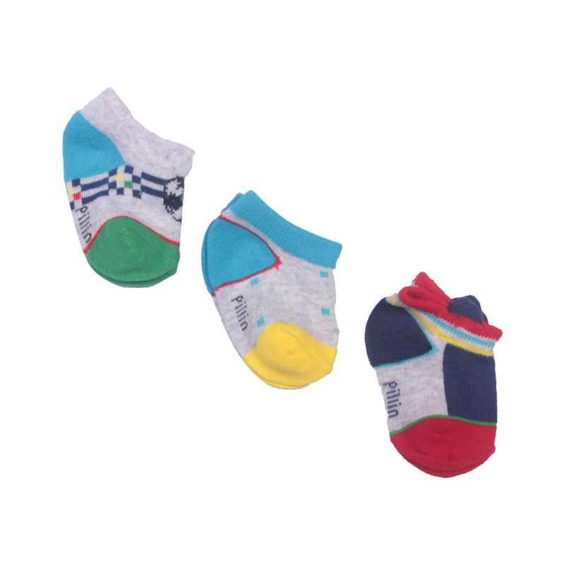 PILLIN - Set 3 Pzas Calcetín Bebe Niño Multicolor Pillín - Gris