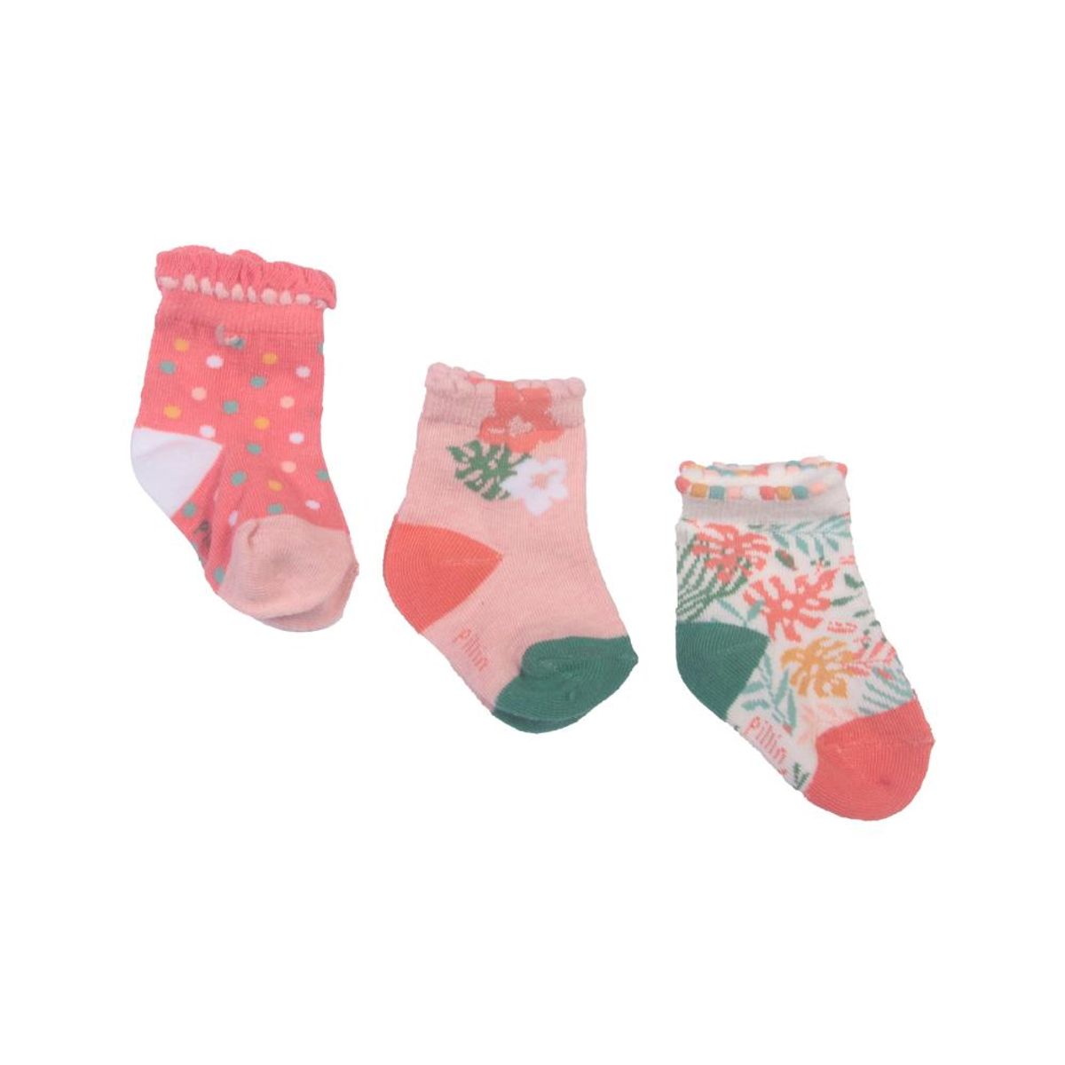 PILLIN - Set 3 Pzas Calcetín Bebe Niña Multicolor Pillín - Rosa