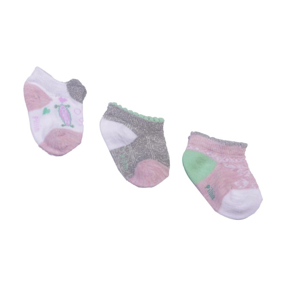 PILLIN - Set 3 Pzas Calcetín Bebe Niña Multicolor Pillín - Rosa