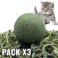 Pack x3 Bola Compacta Hierba Gatera Prensada Para Gatos
