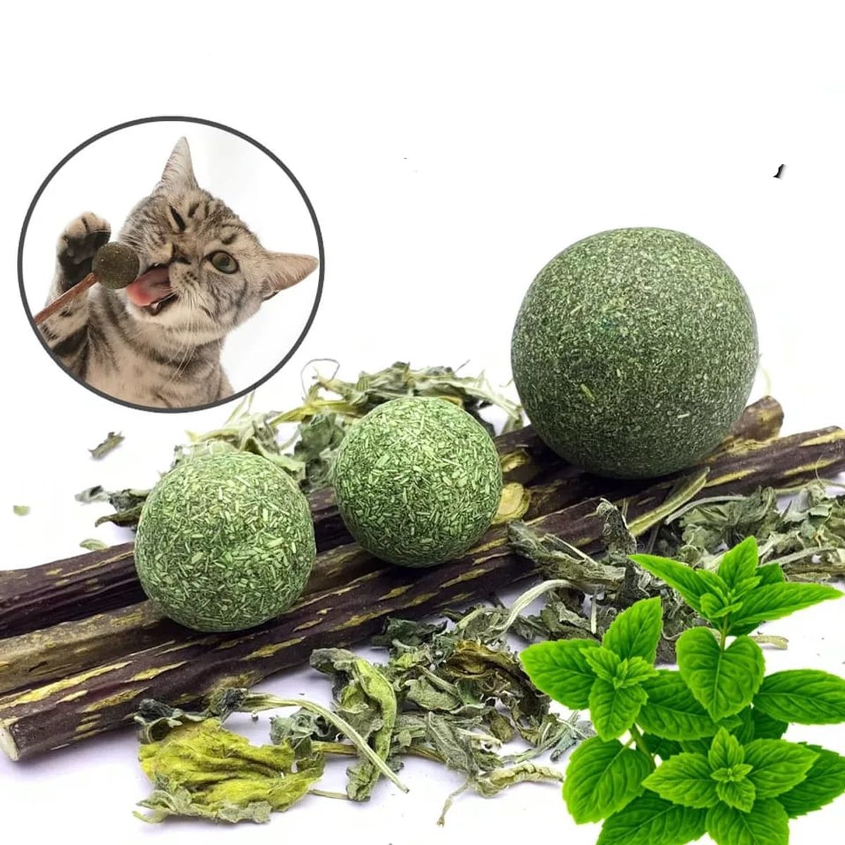 GENERICO - Pack x3 Bola Compacta Hierba Gatera Prensada Para Gatos