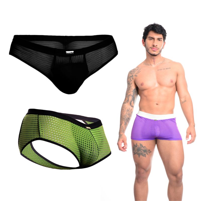 PALI - PACK HOMBRE SHORT EN MALLA SEXY - JOCKTRAPS - CACHETERO EN TULL