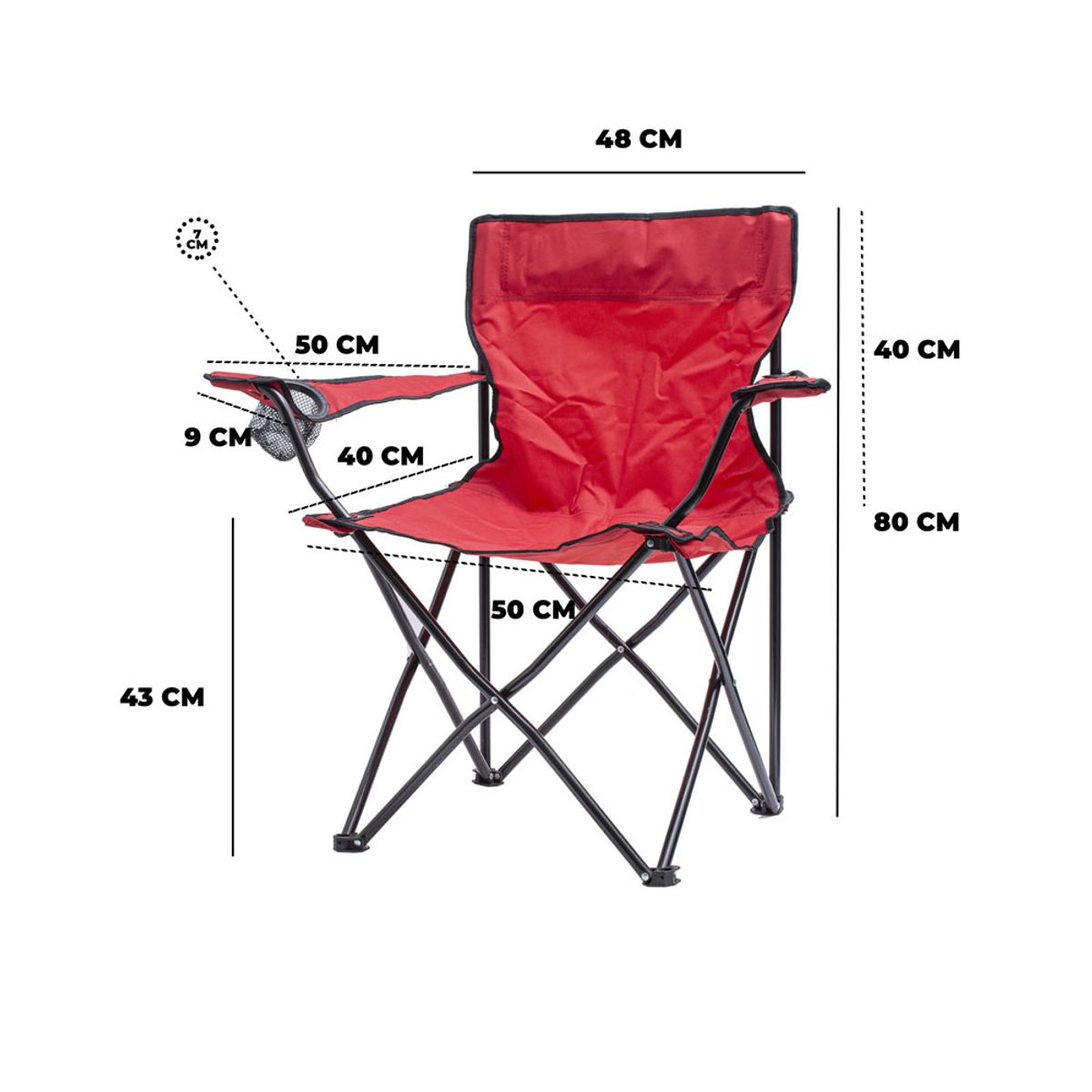 GENERICO - SILLA DE CAMPING PLEGABLE ROJA BIGHOUSE-MIMBRAL.