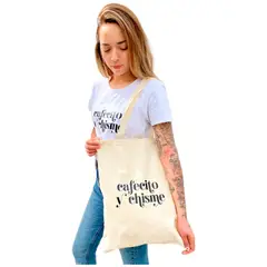 GENERICO - Meraki Design Bolso Tote Bag Cafecito y Chisme